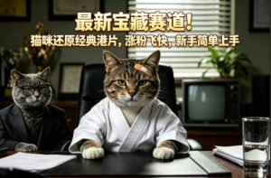 最新宝藏赛道！猫咪还原经典港片，涨粉飞快，新手简单上手-副业资源站