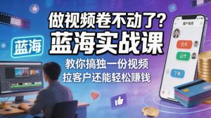 做视频卷不动了？蓝海实战课教你搞独一份视频，拉客户还能轻松賺钱！【原创双语字幕】-副业资源站