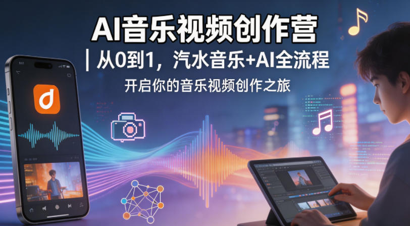 AI音乐视频创作营｜从0到1，汽水音乐+AI全流程，开启你的音乐视频创作之旅-副业资源站