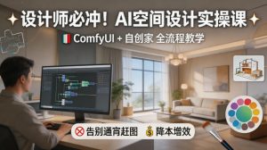 设计师必冲！AI空间设计实操课，ComfyUI+自创家全教学，告别通宵赶图，降本增效-副业资源站