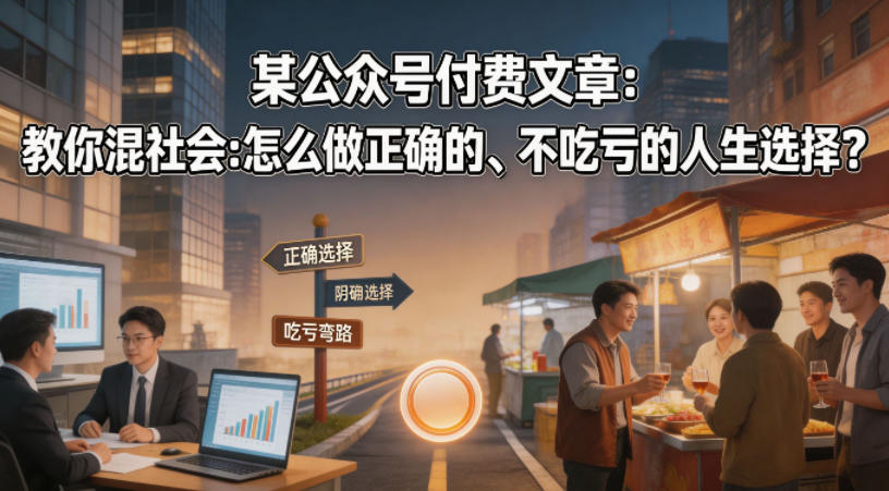 某公众号付费文章：教你混社会：怎么做正确的、不吃亏的人生选择？-副业资源站