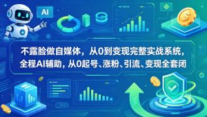 不露脸做自媒体，从0到变现完整实战系统，全程AI辅助，从0起号、涨粉、引流、变现全套闭环-副业资源站