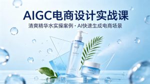 AIGC电商设计实战课，以清爽精华水为实操案例，教你用AI快速生成电商场景-副业资源站
