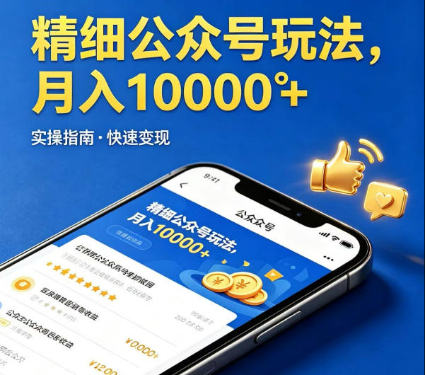 精细化公众号玩法，我们给你提供文章，你来负责发布，收益可观，月入1W+【揭秘】-副业资源站