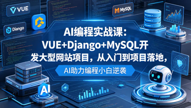 AI编程实战课：VUE+Django+MySQL开发大型网站项目，从入门到项目落地，AI助力编程小白逆袭-副业资源站