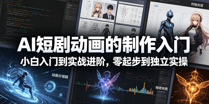 AI短剧动画的制作入门，小白入门到实战进阶，零起步到独立实操-副业资源站