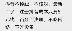 苹果手机抖音无限注册技术，不掉线不核对丨效果自测-副业资源站