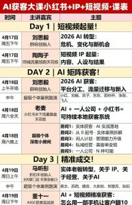 AI获客大课小红书+IP+短视频3天2夜线下课，用最真实的一线案例，最前沿的AI工具，最有效的流量打法（完整版）-副业资源站