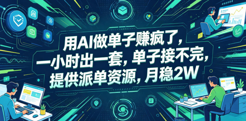 用AI做单子賺疯了，一小时出一套，单子接不完，提供派单资源，月稳2W【揭秘】-副业资源站