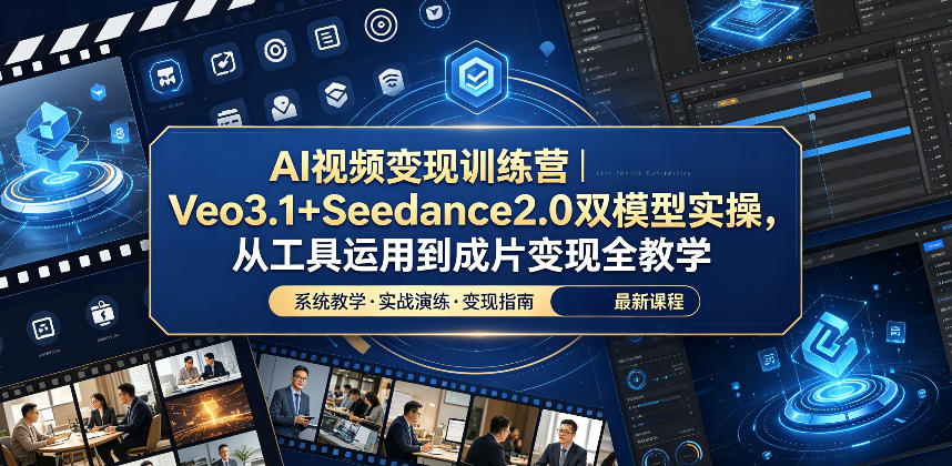 AI视频变现训练营｜Veo3.1+Seedance2.0双模型实操，从工具运用到成片变现全教学-副业资源站