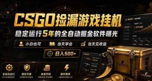 CSGO捡漏游戏挂G，稳定运行5年的全自动掘金软件曝光，小白也可当天学会，当天见收益，日入500+【揭秘】-副业资源站
