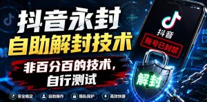 抖音永封自助解封技术，非百分百的技术，自行测试-副业资源站