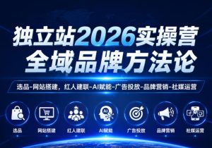 独立站2026实操营,全域品牌方法论,选品-网站搭建,红人建联-AI赋能-广告投放-品牌营销-社煤运营-副业资源站