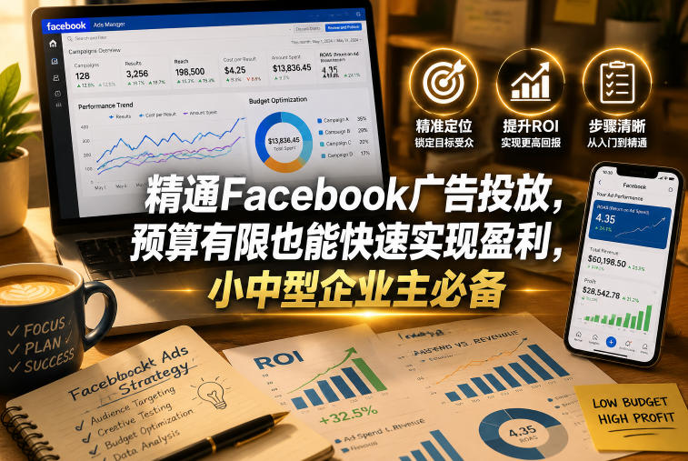精通Facebook广告投放，预算有限也能快速实现盈利，小中型企业主必备【原创双语字幕】-副业资源站