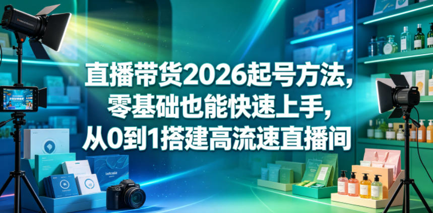 直播带货2026起号方法，零基础也能快速上手，从0到1搭建高流速直播间-副业资源站