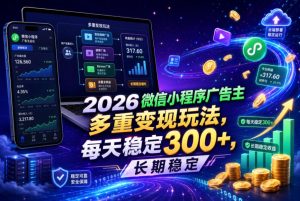 2026微信小程序广告主，多重变现玩法，每天稳定300+，长期稳定【揭秘】-副业资源站