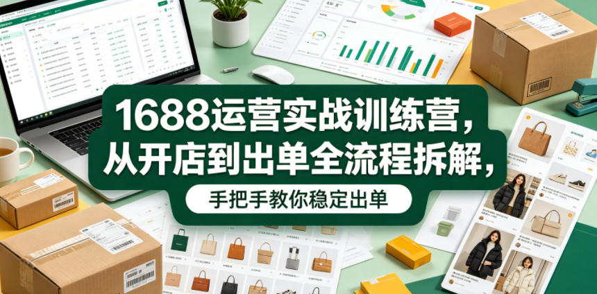 1688运营实战训练营，从开店到出单全流程拆解，手把手教你稳定出单（更新0620）-副业资源站