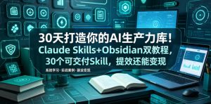 30天打造你的AI生产力库！Claude Skills+Obsidian 双教程，30 个可交付 Skill，提效还能变现-副业资源站