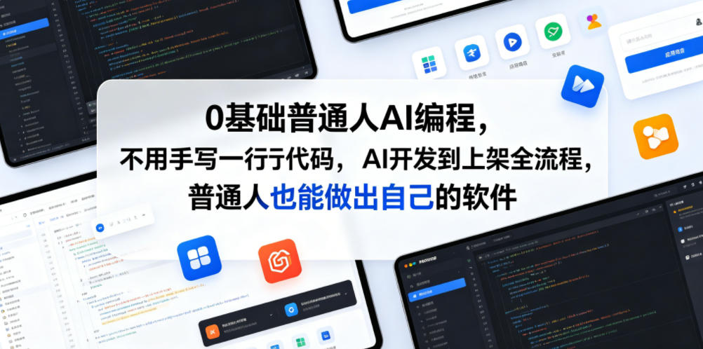 0基础普通人AI编程，不用手写一行代码，AI开发到上架全流程，普通人也能做出自己的软件-副业资源站