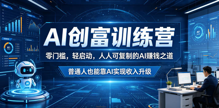 AI创富训练营，零门槛，轻启动，人人可复制的AI賺钱之道，普通人也能靠AI实现收入升级-副业资源站