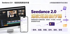 Seedance 2.0短剧短视频创作课，零基础快速产出爆款短剧、短视频、MV内容，落地做账号实现变现-副业资源站