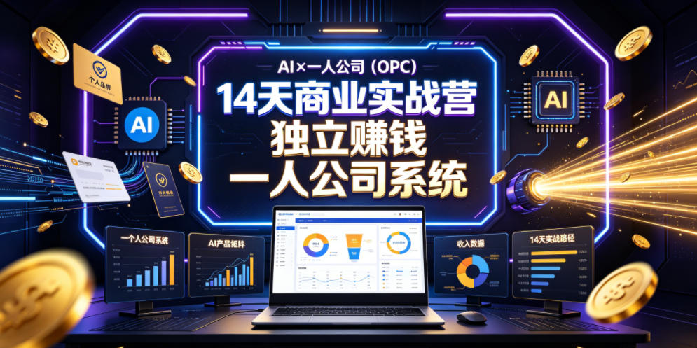 AI×一人公司（OPC）14天商业实战营，用AI帮你搭建一个属于你自己的、能独立賺钱的一人公司系统-副业资源站
