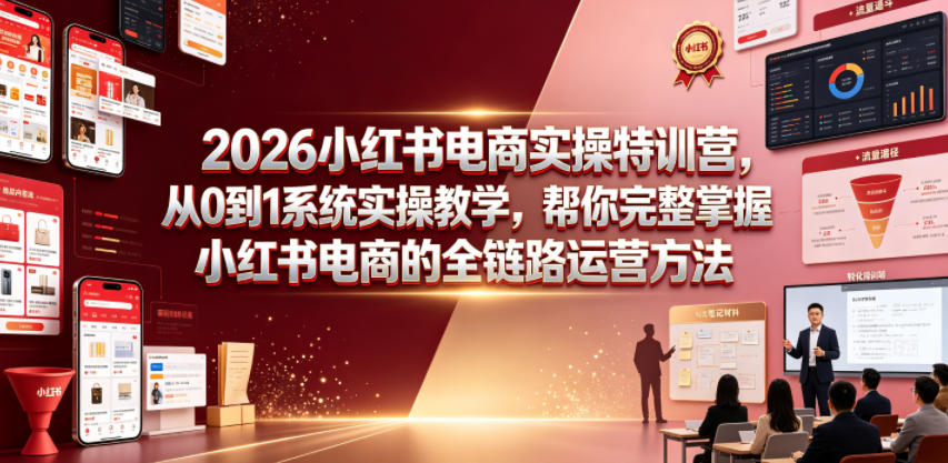 2026小红书电商实操特训营，从0到1系统实操教学，帮你完整掌握小红书电商的全链路运营方法-副业资源站