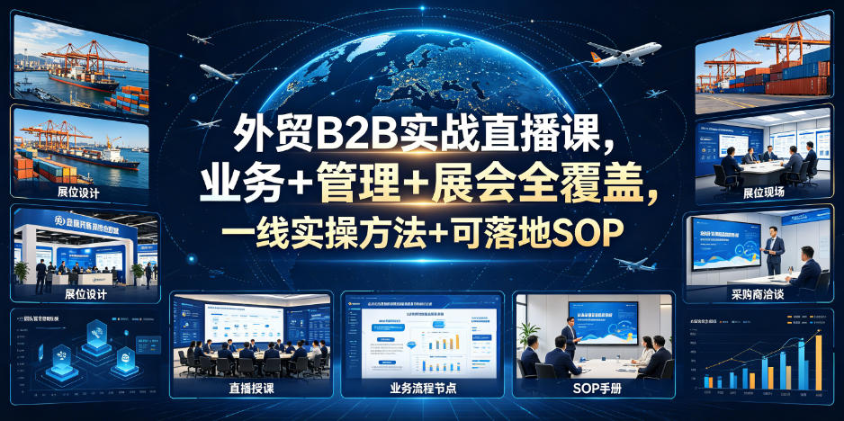 外贸B2B实战直播课，业务+管理+展会全覆盖，一线实操方法+可落地SOP-副业资源站