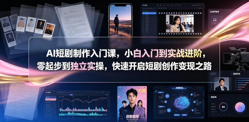AI短剧制作入门课，小白入门到实战进阶，零起步到独立实操，快速开启短剧创作变现之路-副业资源站