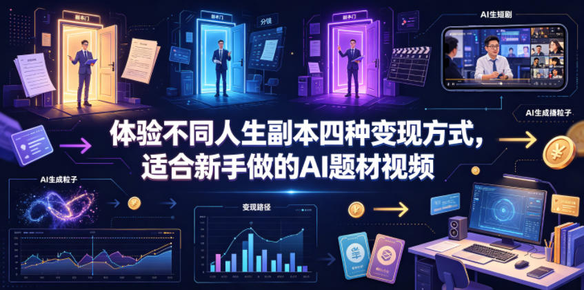 体验不同人生副本四种变现方式，适合新手做的AI题材视频-副业资源站
