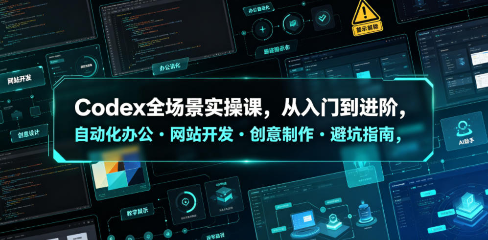 Codex全场景实操课，从入门到进阶，自动化办公・网站开发・创意制作・避坑指南，全流程教学-副业资源站