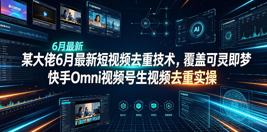 某大佬6月最新短视频去重技术，覆盖可灵即梦快手Omni视频号生视频去重实操-副业资源站