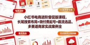 小红书电商进阶督促版课程，长尾搜索布局+微付费起号+截流选品，多赛道商家实战案例全程拆解-副业资源站