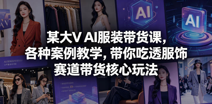 某大V AI服装带货课，各种案例教学，带你吃透服饰赛道带货核心玩法-副业资源站