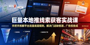 巨量本地推线索获客实战课，手把手拆解平台流量底层规则，解决门店缺客源、广告投放成本高、留资转化差等痛点-副业资源站