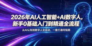 2026年AI人工智能+AI数字人,新手0基础入门到精通全流程,从AI认知到数字人全自动,一套打通全链路-副业资源站