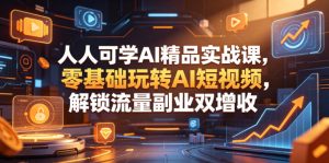人人可学AI精品实战课，零基础玩转AI短视频，解锁流量副业双增收-副业资源站