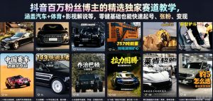 抖音百万粉丝博主的精选独家赛道教学,涵盖汽车+体育+影视解说等,零基础也能快速起号、涨粉、变现-副业资源站
