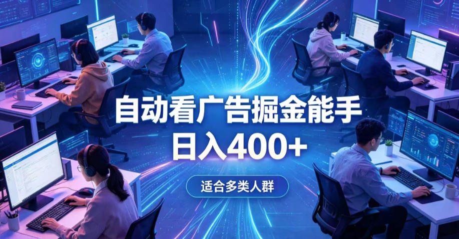 全脚本0基础自动看广告，单日收益400+，别再找高门槛副业，项目简单上手，收益看得见，没有复杂操作，AI全自动，设置一次全天自动跑收益【揭秘】-副业资源站
