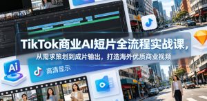 TikTok商业AI短片全流程实战课,从需求策划到成片输出,打造海外优质商业视频-副业资源站