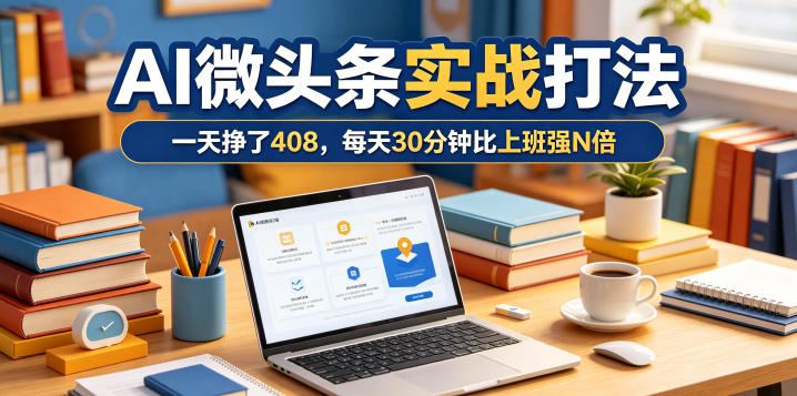 一天挣了408，AI微头条实战打法，每天30分钟比上班强N倍-副业资源站