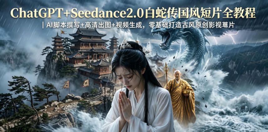 ChatGPT+Seedance2.0白蛇传国风短片全教程｜AI脚本撰写+高清出图+视频生成，零基础打造古风原创影视短片-副业资源站