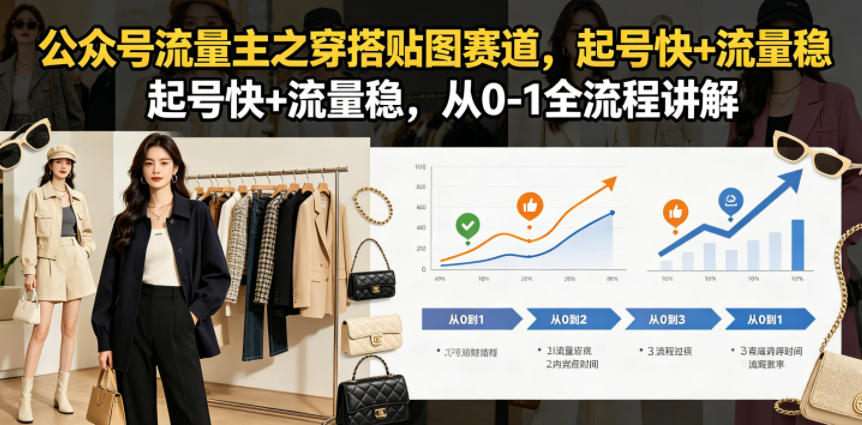 公众号流量主之穿搭贴图赛道，起号快+流量稳，从0-1全流程讲解-副业资源站