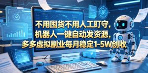 不用囤货不用人工盯守，机器人一键自动发资源，多多虚拟副业每月稳定1-5W创收【揭秘】-副业资源站