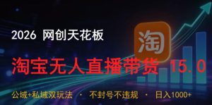 2026网创天花板，淘宝无人直播带货15.0，公域+私域双玩法，日入1k+，不违规不封号【揭秘】-副业资源站