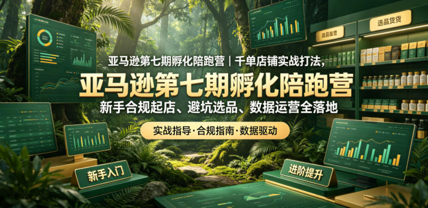亚马逊第七期孵化陪跑营｜千单店铺实战打法，新手合规起店、避坑选品、数据运营全落地-副业资源站