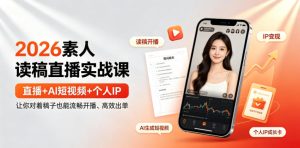 2026素人读稿直播实战课｜直播+AI短视频+个人IP，让你对着稿子也能流畅开播、高效出单-副业资源站