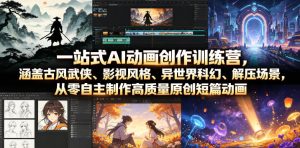 一站式AI动画创作训练营，涵盖古风武侠、影视风格、异世界科幻、解压场景，从零自主制作高质量原创短篇动画-副业资源站