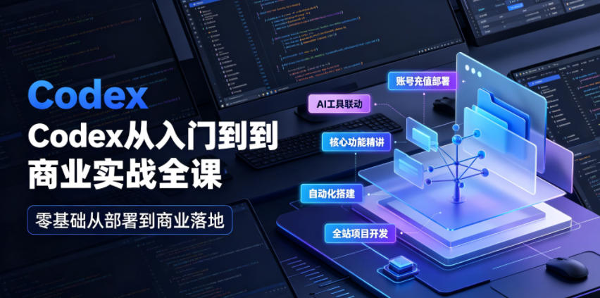 Codex从入门到商业实战全课｜账号充值部署、AI工具联动、核心功能精讲、自动化搭建、全站项目开发零基础教程-副业资源站
