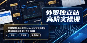 外贸独立站高阶实操课｜从域名服务器搭建到Elementor定制化建站，打造高转化询盘型独立站全教程-副业资源站